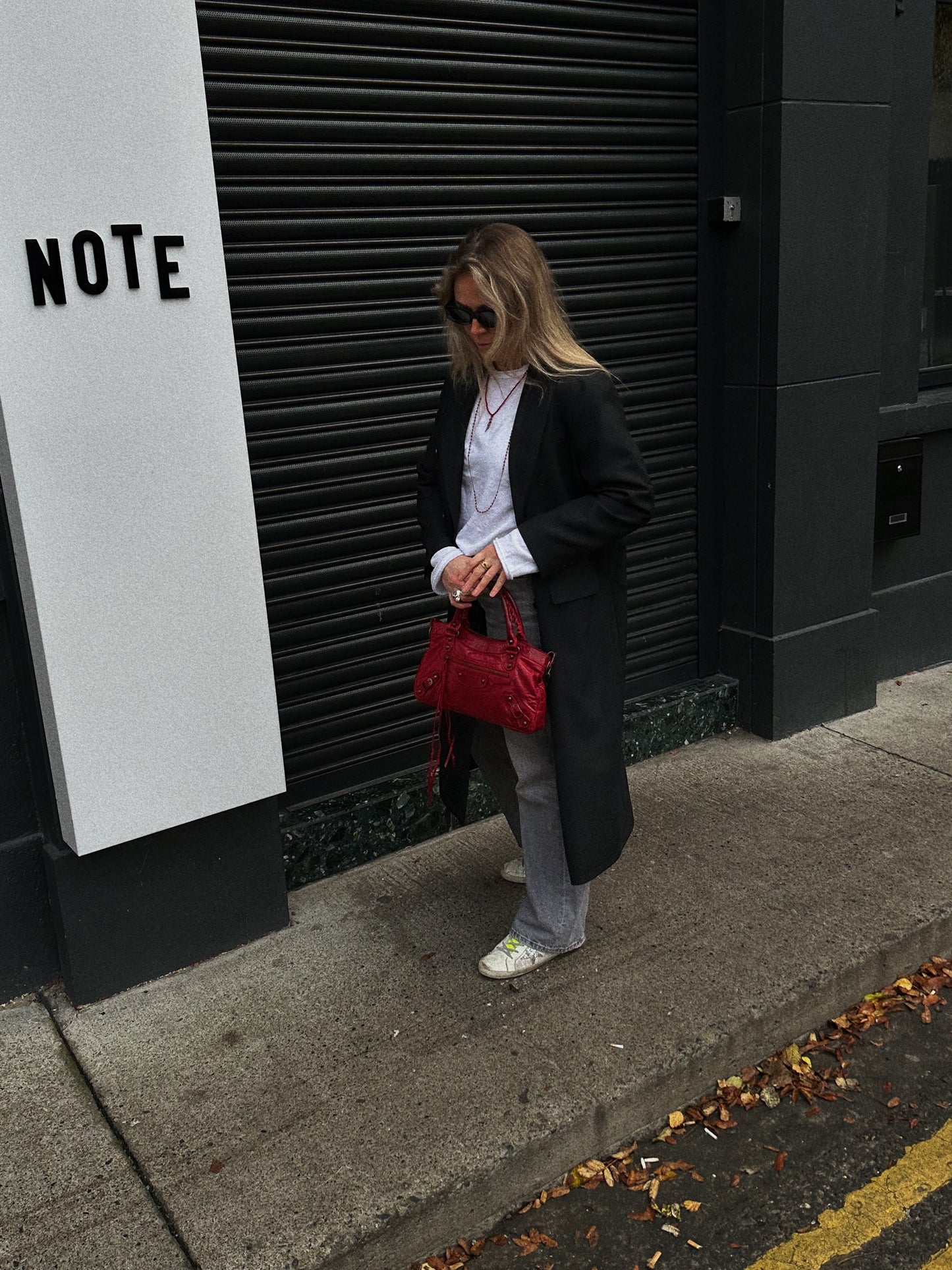 vintage red balenciaga city bag