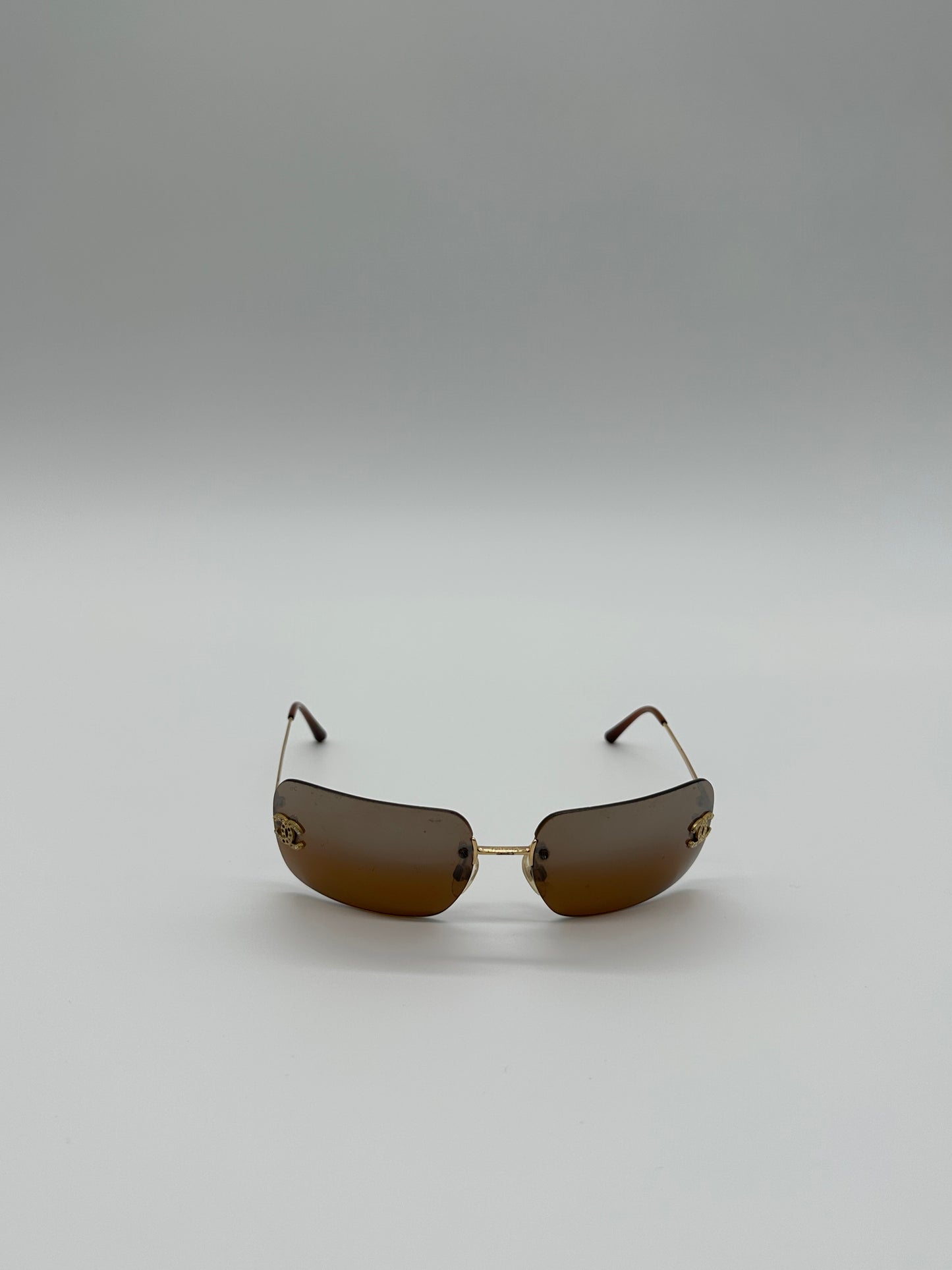 Vintage Brown Chanel Rimless Sunglasses