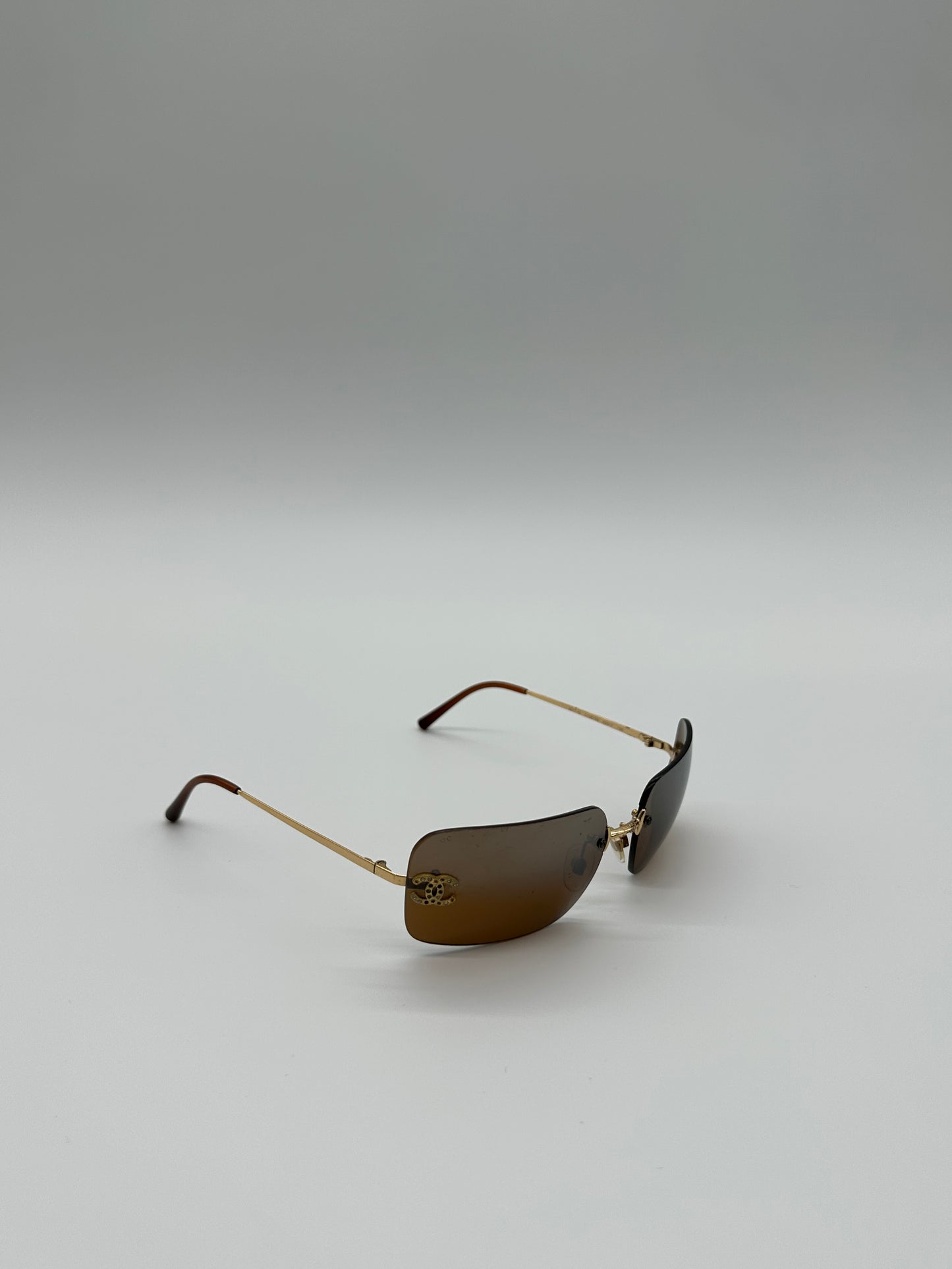 Vintage Brown Chanel Rimless Sunglasses
