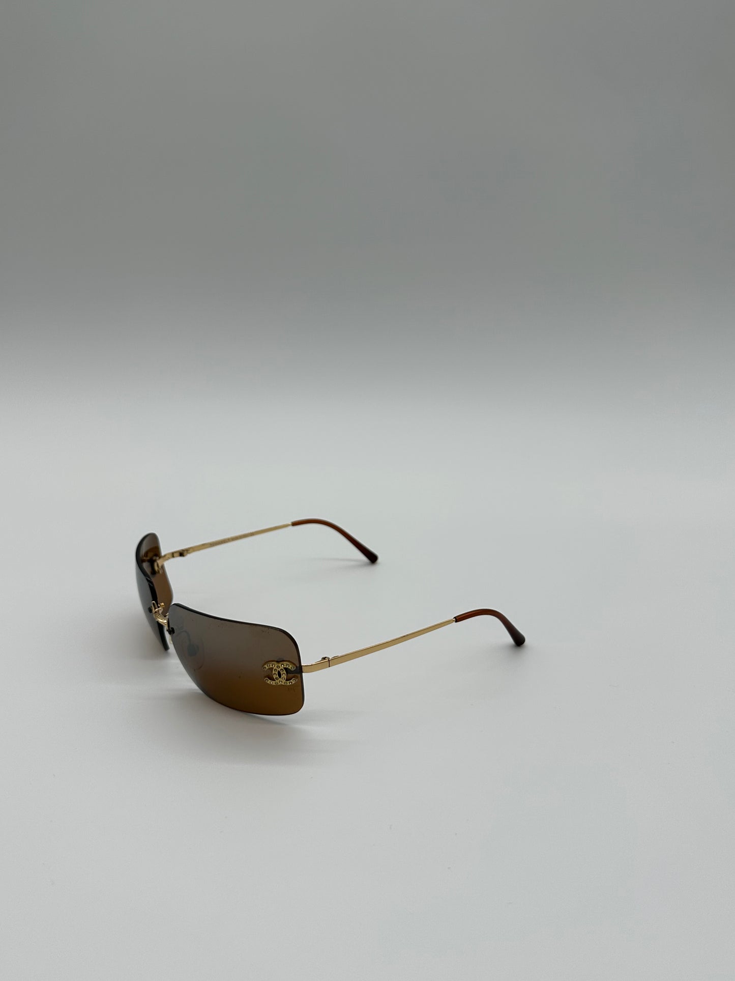 Vintage Brown Chanel Rimless Sunglasses