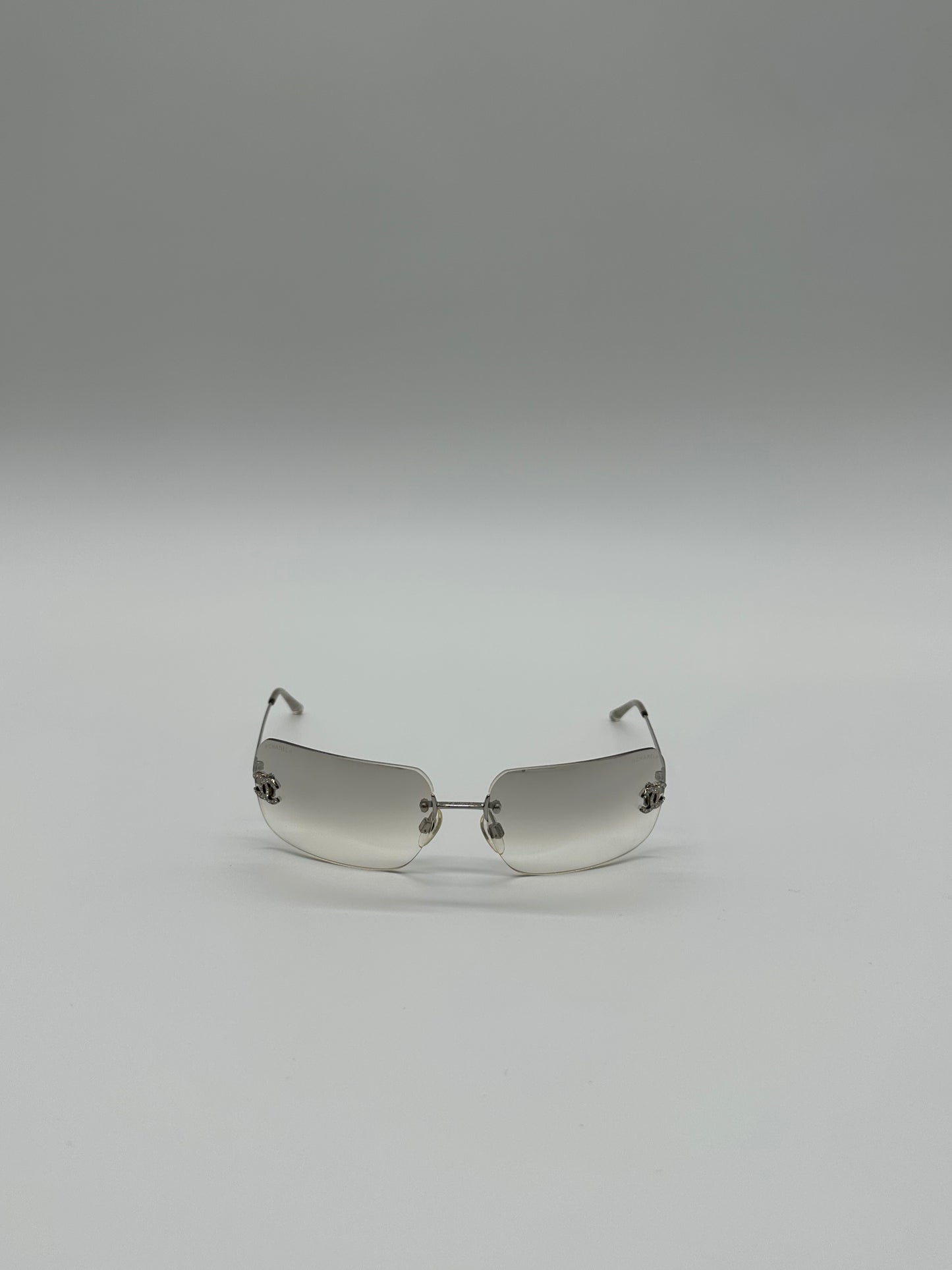 Silver Rimless Vintage Chanel Sunglasses