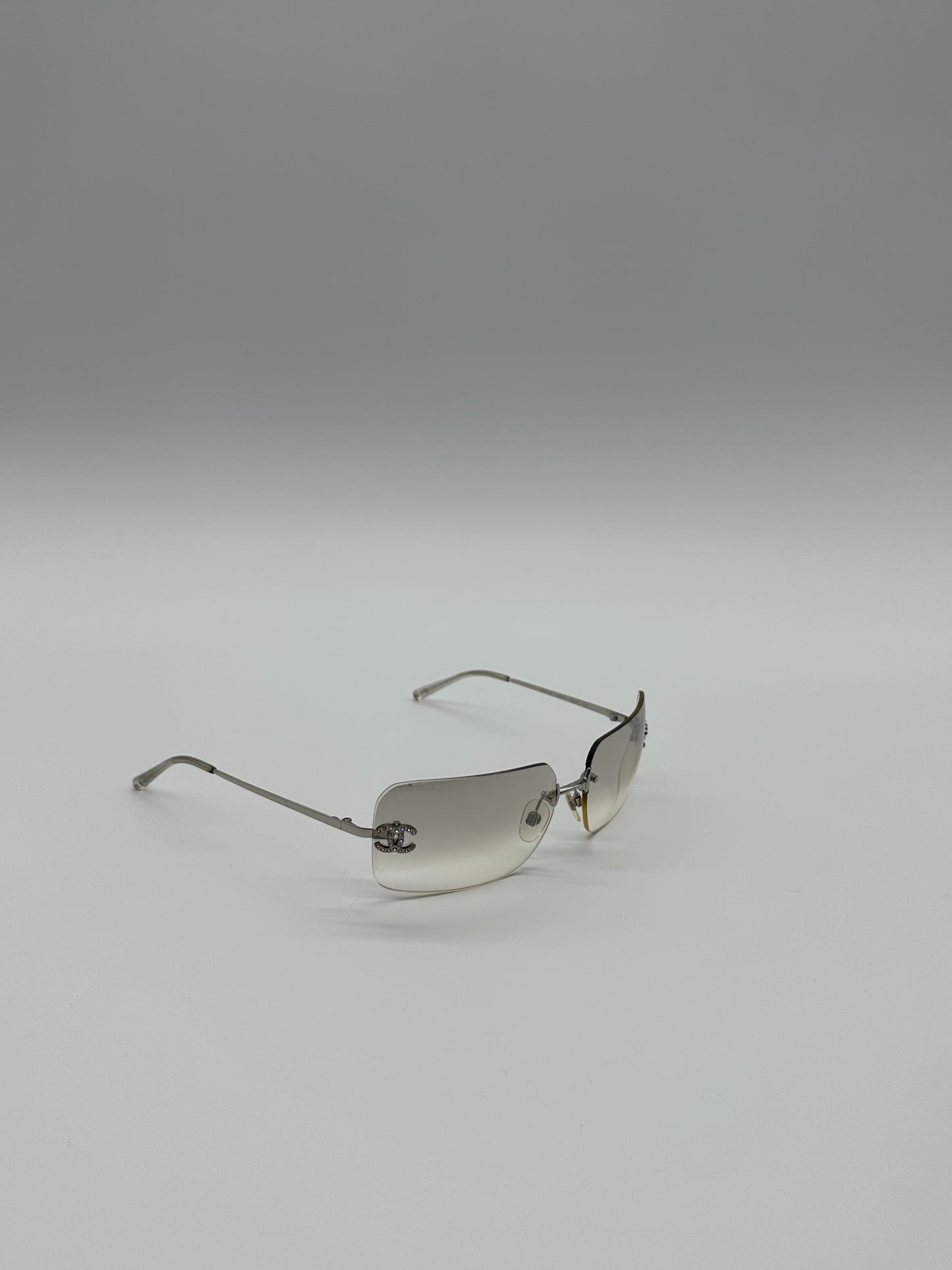 Silver Rimless Vintage Chanel Sunglasses