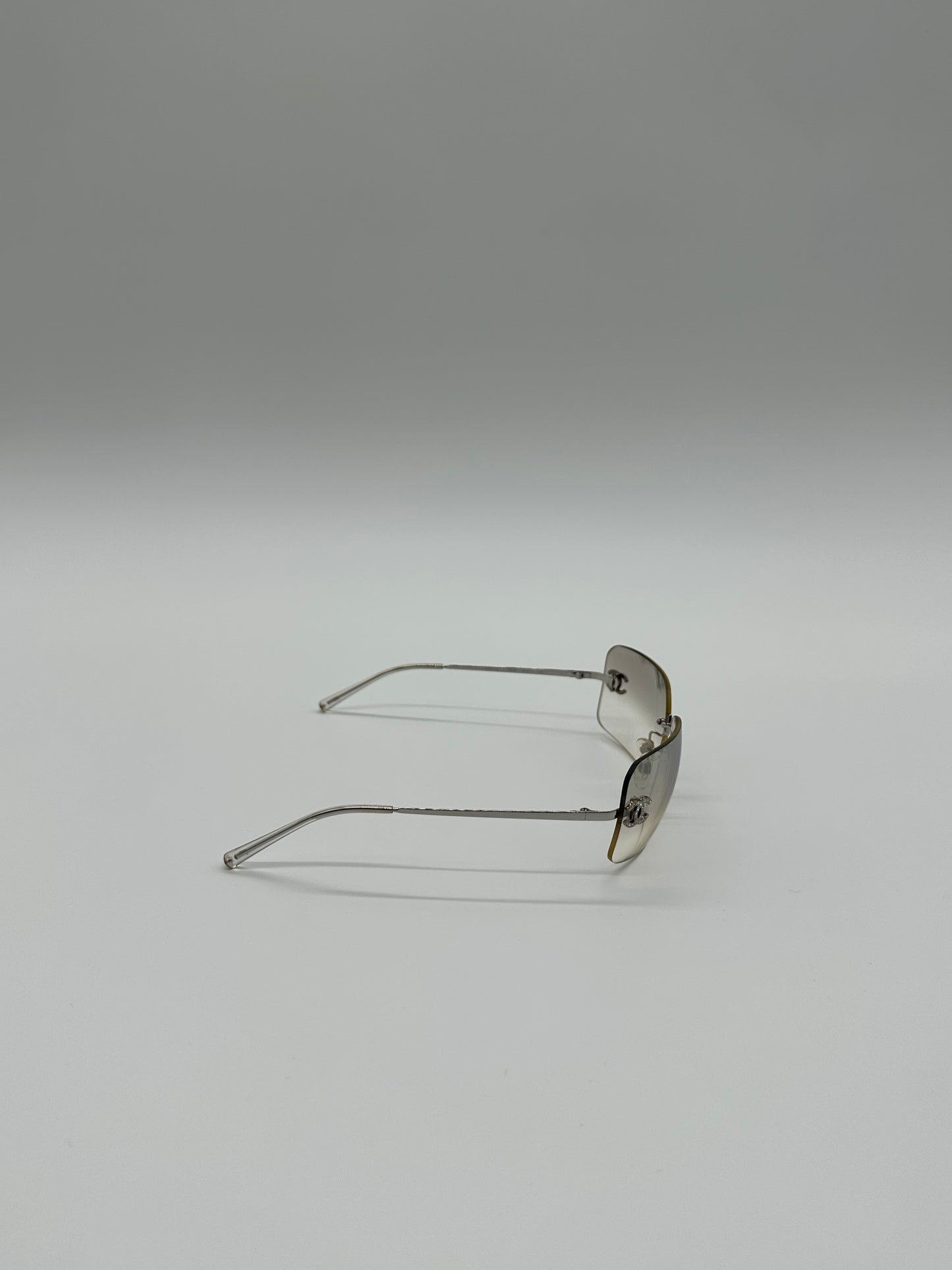 Silver Rimless Vintage Chanel Sunglasses