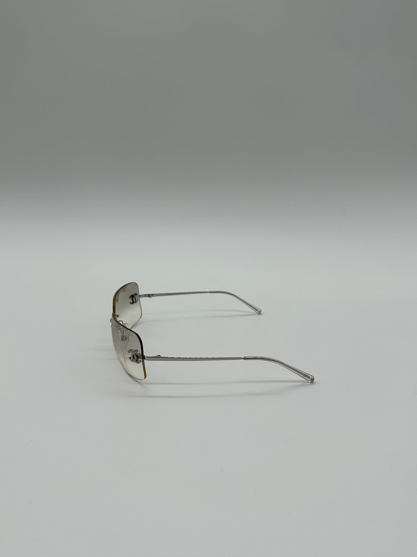 Silver Rimless Vintage Chanel Sunglasses