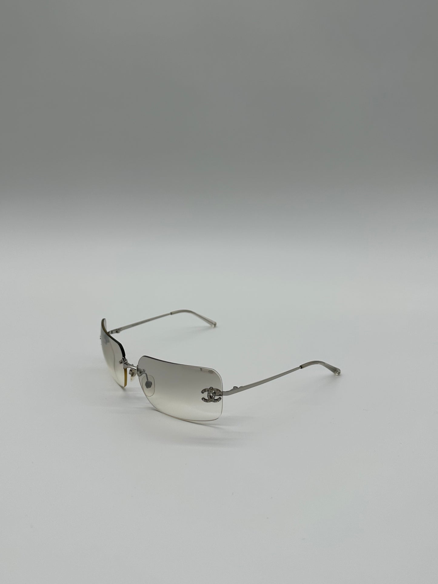 Silver Rimless Vintage Chanel Sunglasses