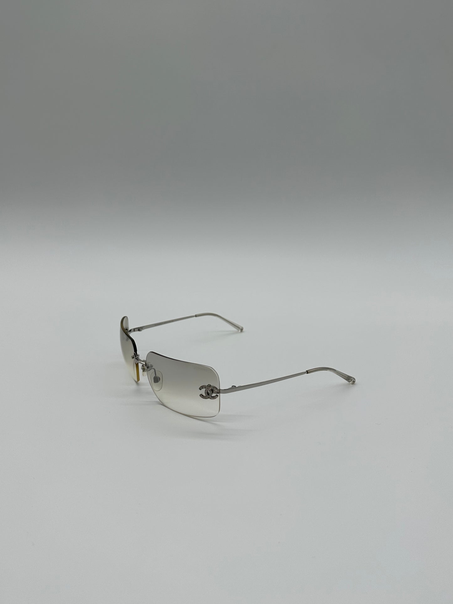 Silver Rimless Vintage Chanel Sunglasses