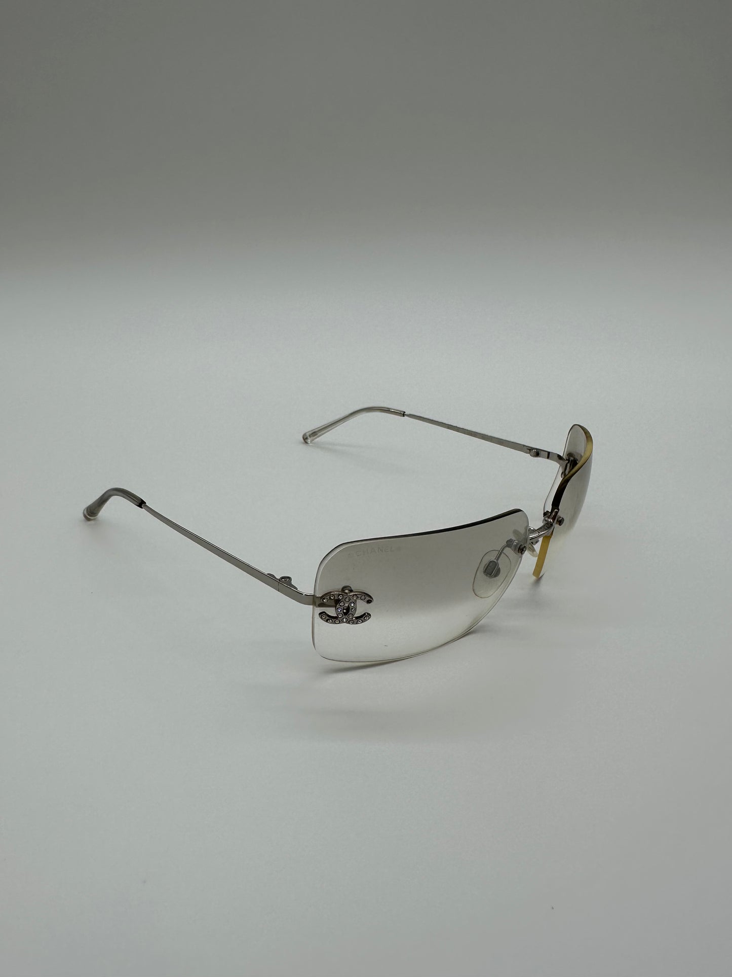 Silver Rimless Vintage Chanel Sunglasses