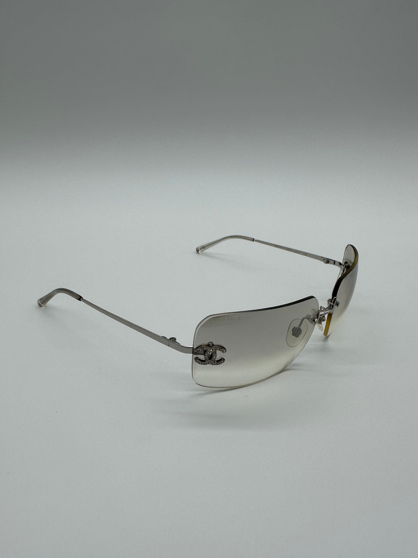 Silver Rimless Vintage Chanel Sunglasses