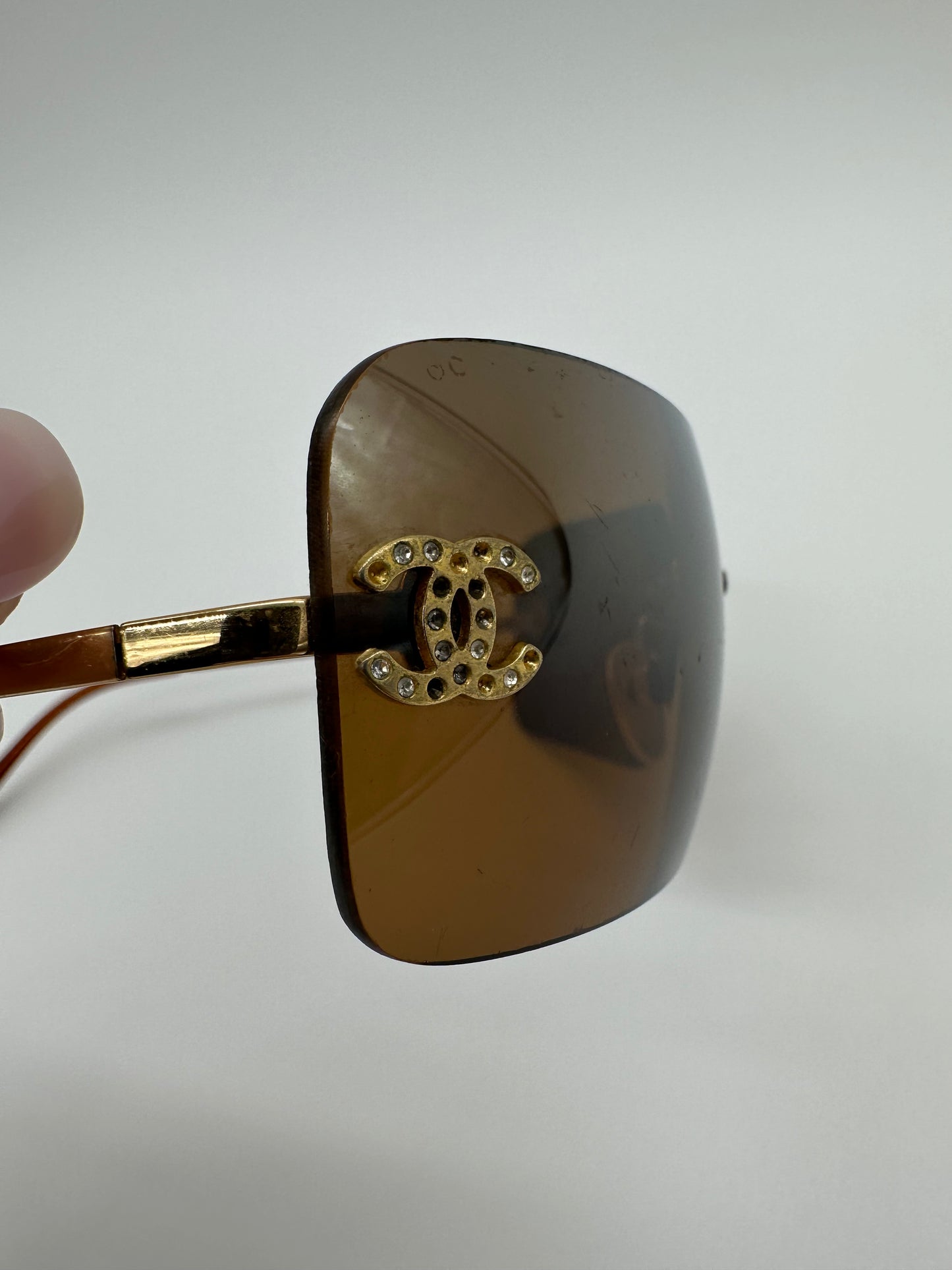Vintage Brown Chanel Rimless Sunglasses