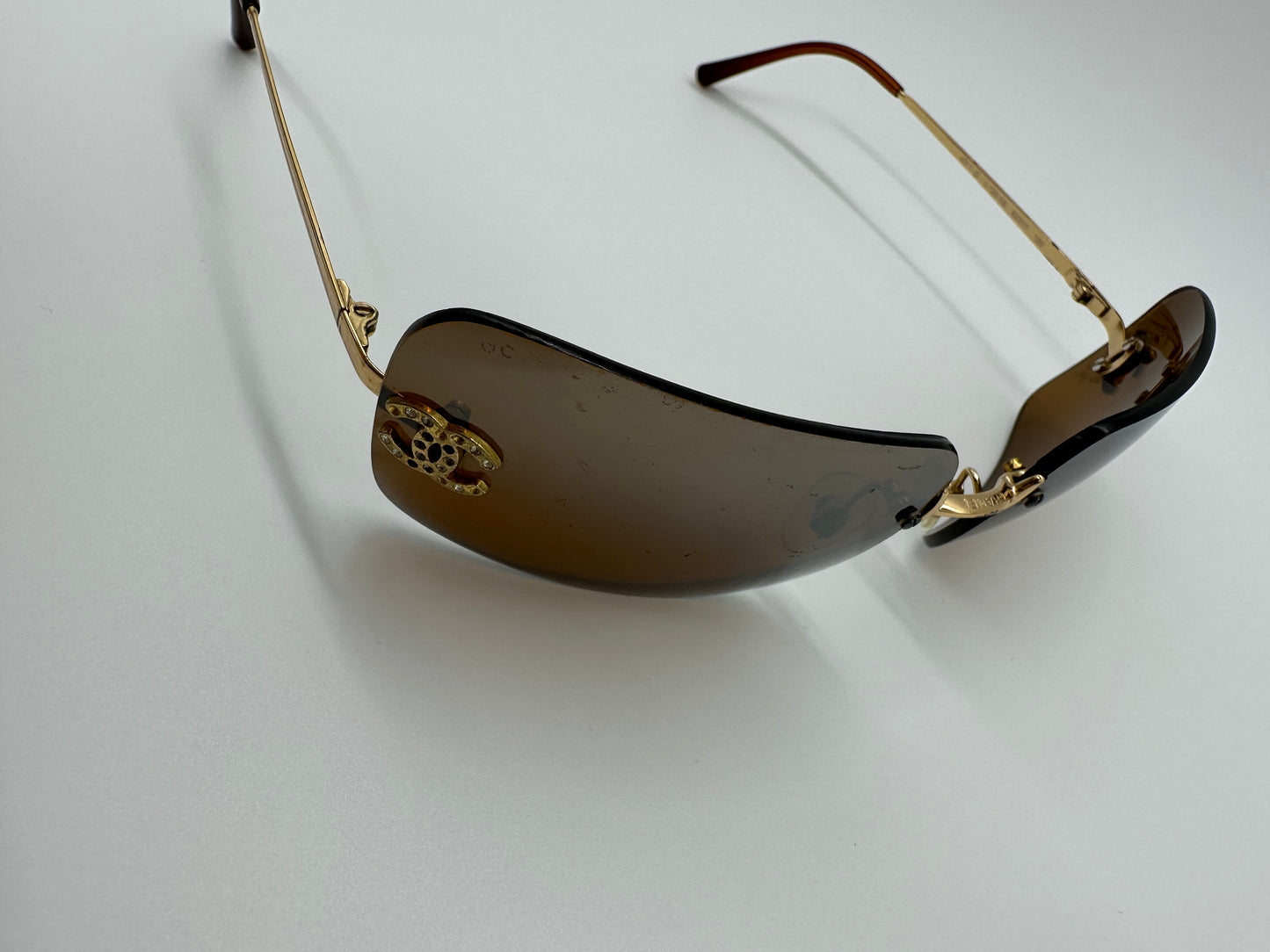 Vintage Brown Chanel Rimless Sunglasses