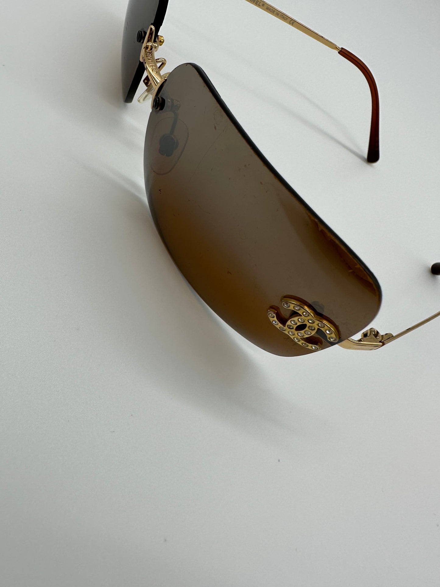Vintage Brown Chanel Rimless Sunglasses