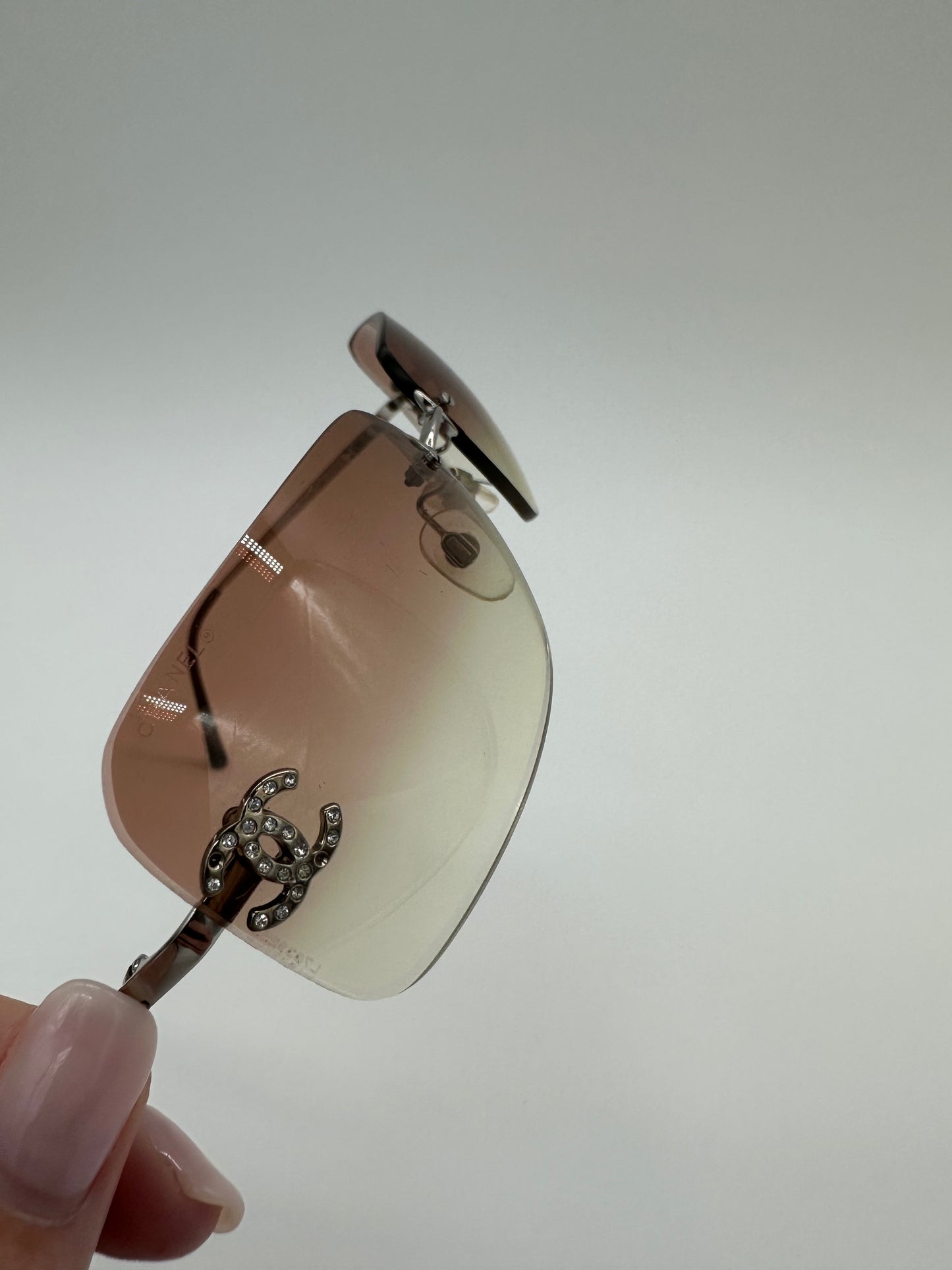 Pink Rimless Vintage Chanel Sunglasses