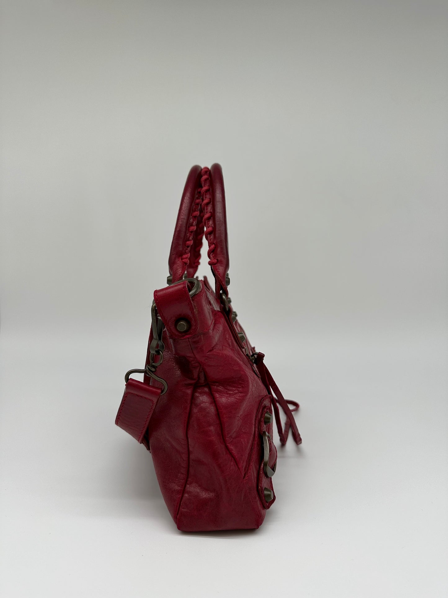 vintage red balenciaga city bag