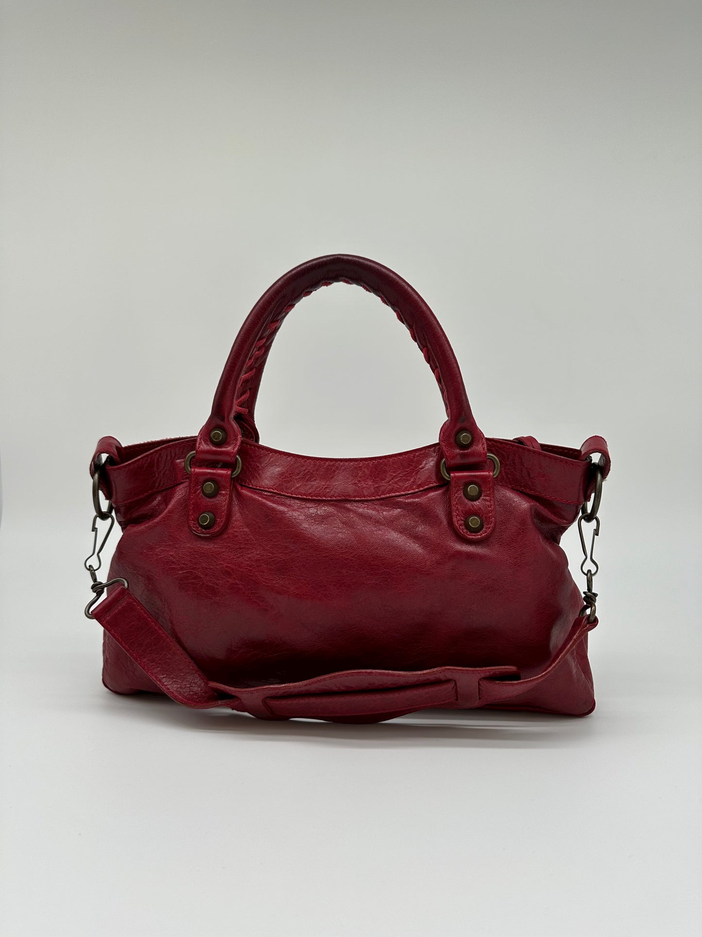 vintage red balenciaga city bag