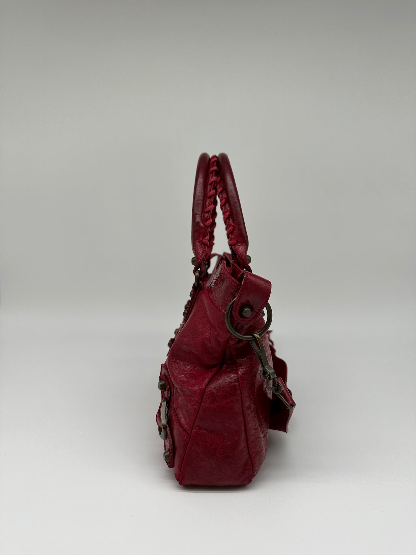 vintage red balenciaga city bag