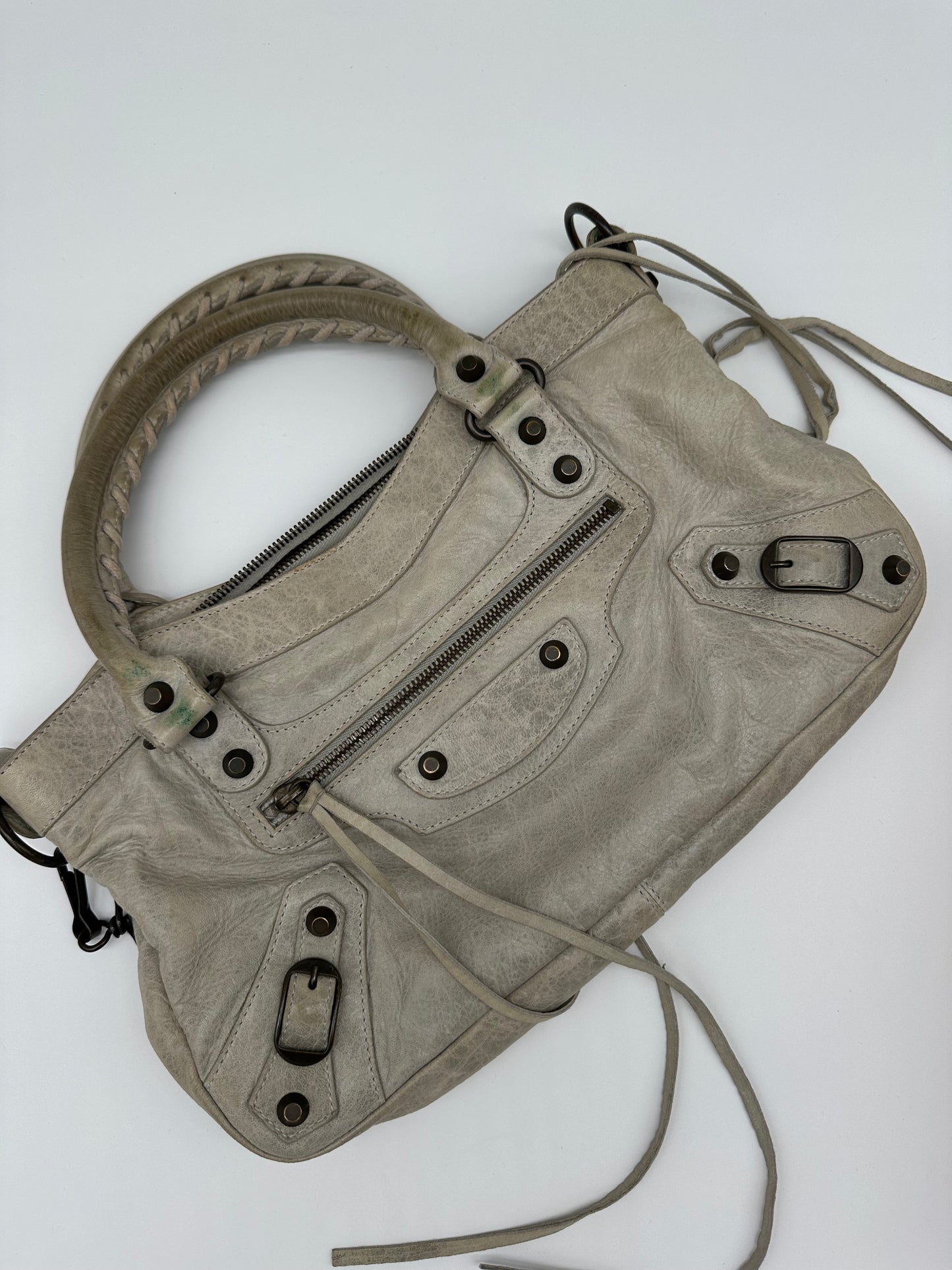 Vintage white balenciaga city bag