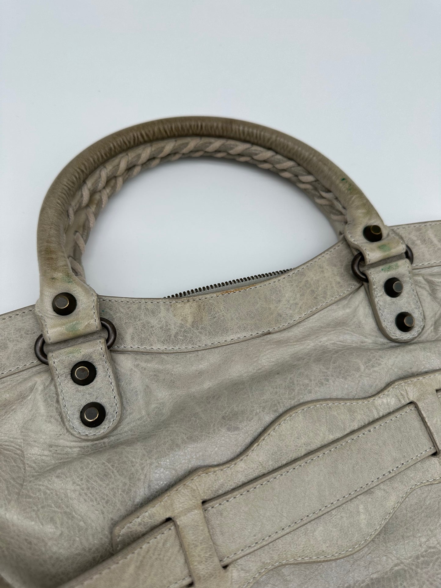 Vintage white balenciaga city bag