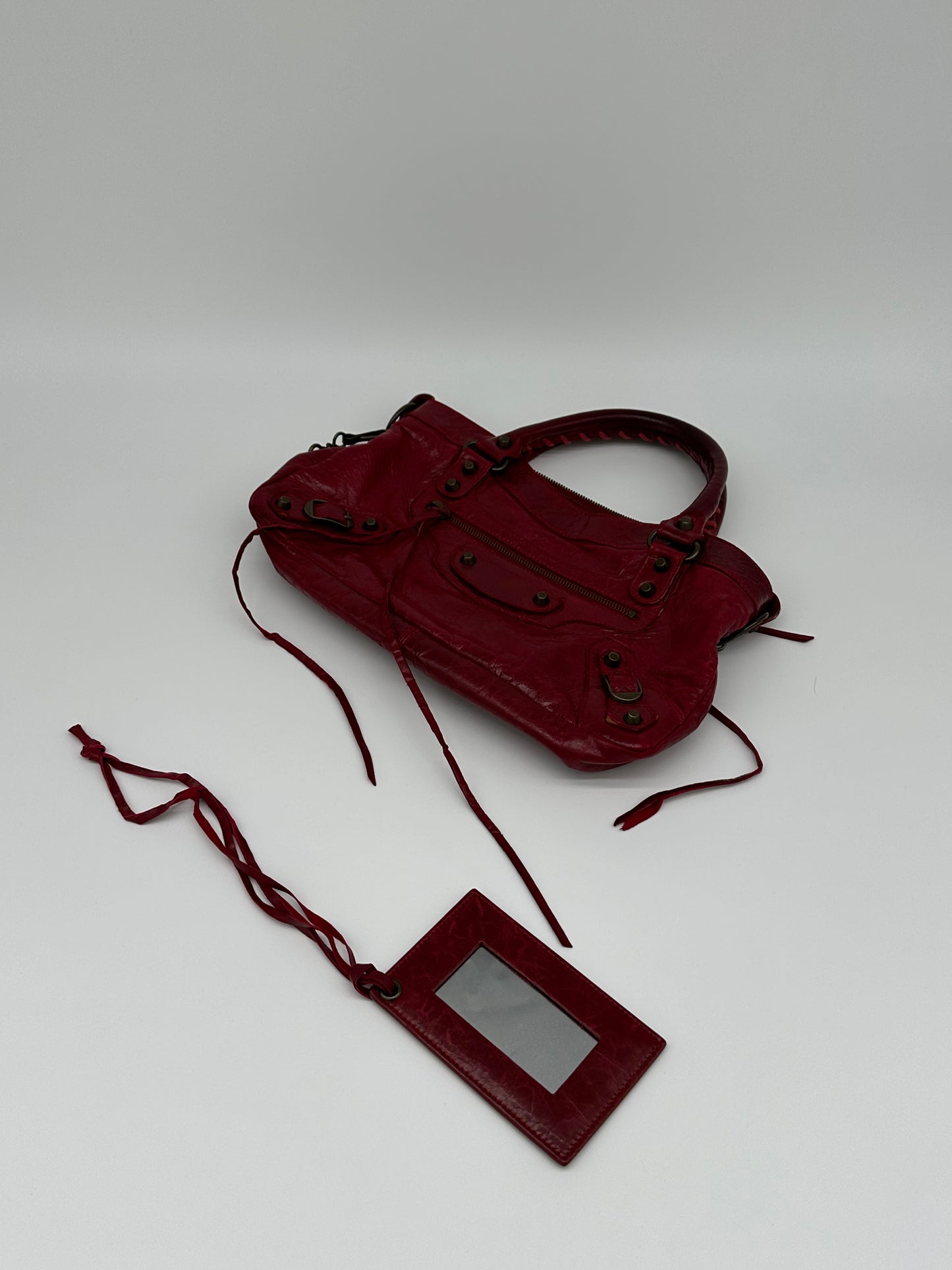 vintage red balenciaga city bag