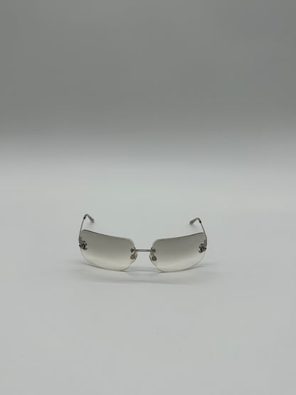 Silver Rimless Vintage Chanel Sunglasses
