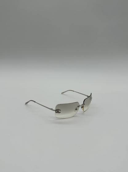 Silver Rimless Vintage Chanel Sunglasses