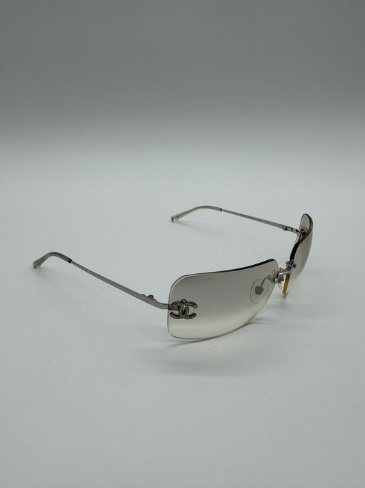 Silver Rimless Vintage Chanel Sunglasses