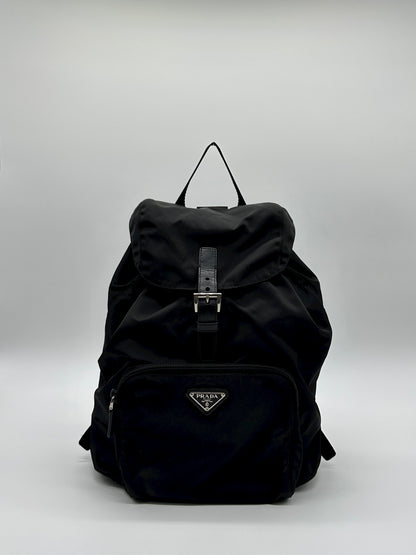 backpack leather women black pockets prada Pre Loved Nylon Prada Backpack