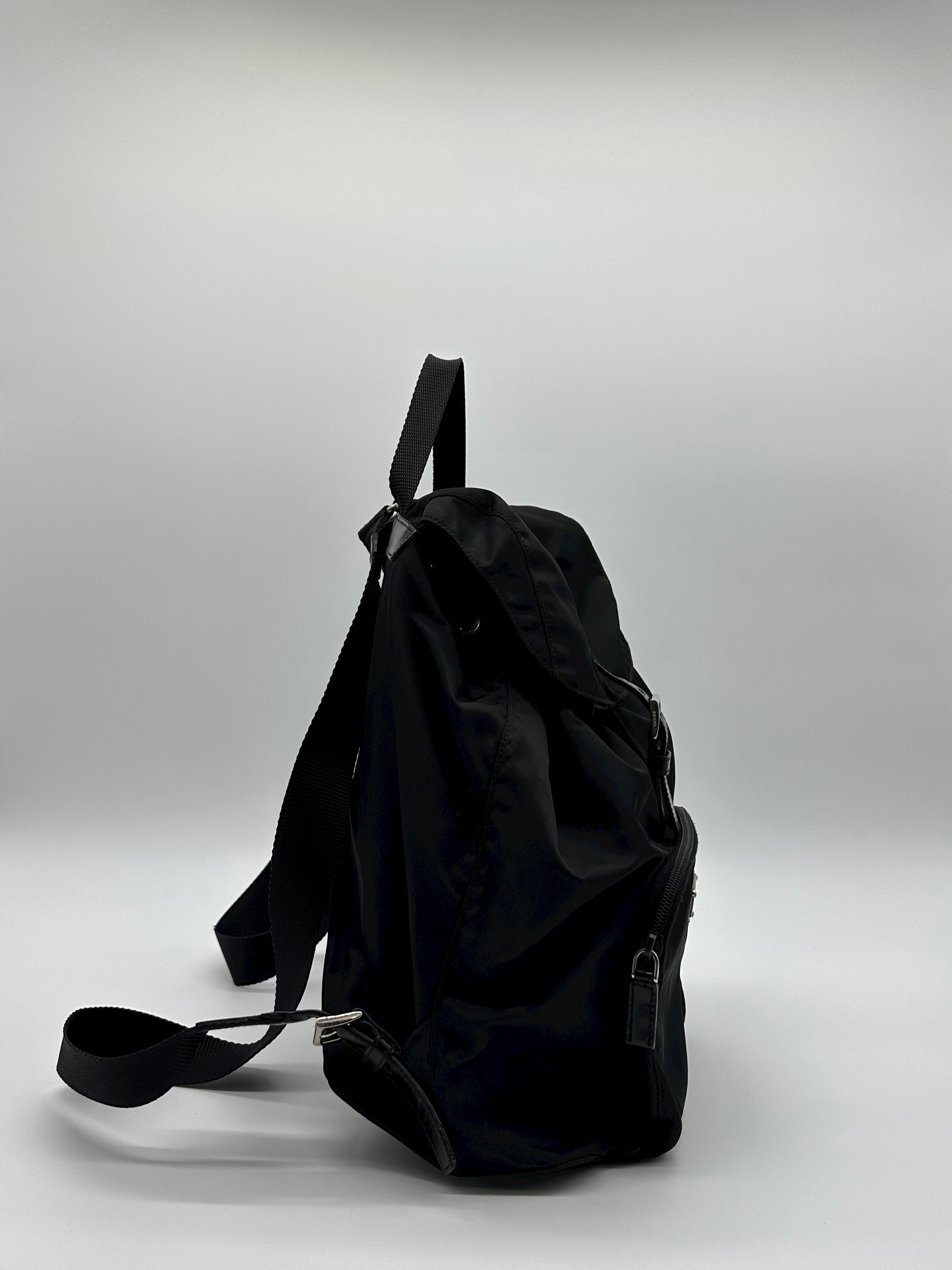 Prada Enamel Triangle-logo Backpack In Black | ModeSens